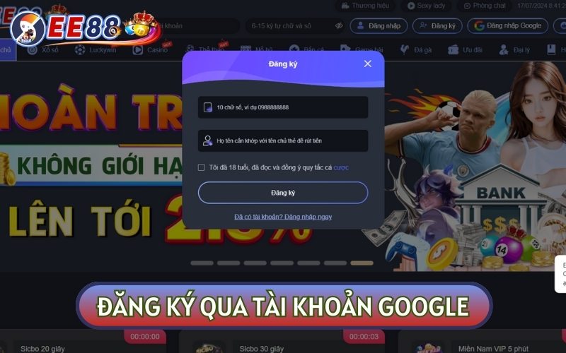 Đăng ký qua tài khoản Google chỉ với 2 bước thực hiện đơn giản, dễ hiểu