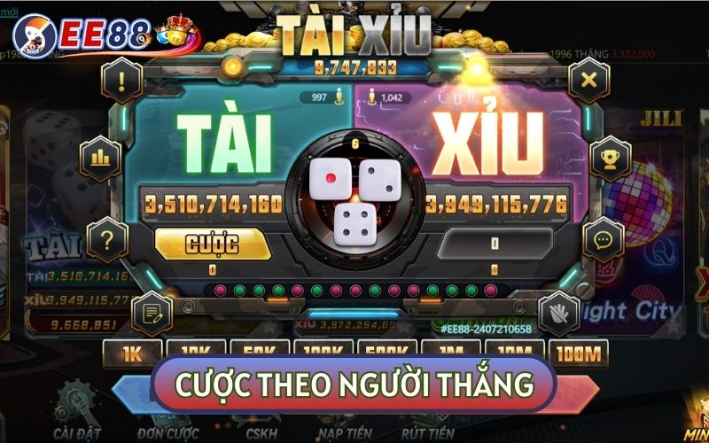 GỠ VỐN KHI THUA TÀI XỈU bằng cách cược theo người thắng được cao thủ đánh giá cao