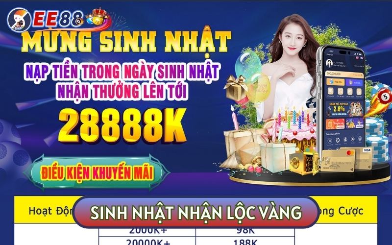 Mừng sinh nhật nhận ưu đãi cho hội viên có giao dịch nạp tiền từ 2000K